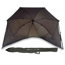 DNA Leisure 50" Waterproof Brolly Umbrella Carp Coarse Fishing Day Shelter with Storm Sides and Poles