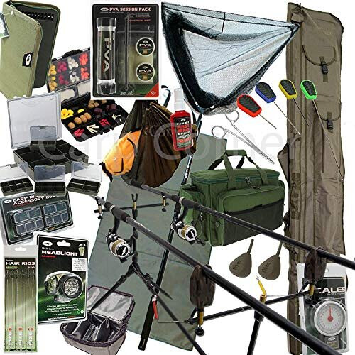 Deluxe Complete Full Carp Fishing Set up With 2x Rods Reels Alarms