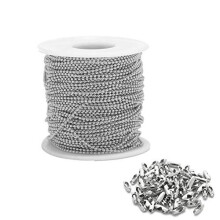 32 Feet Stainless Steel Ball Bead Chains with 50 Pcs Matching Connectors Bead Chain Necklace 2.4mm Diameter Beaded Roller Chain Silver Fan Pull Chain