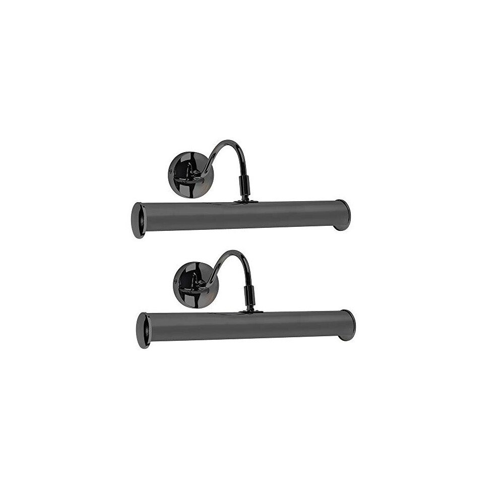 MiniSun Pair of Modern Adjustable Twin Picture Wall Light in A Black Chrome Finish - Complete with 3w LED Pygmy Bulbs 3000K