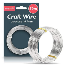 50m Silver Craft Wire for Crafting 0.7mm | 20 Gauge Metal Wire for Craft | Jewellery Wire, Modelling Wire for Clay Sculptures, Armature Wire for