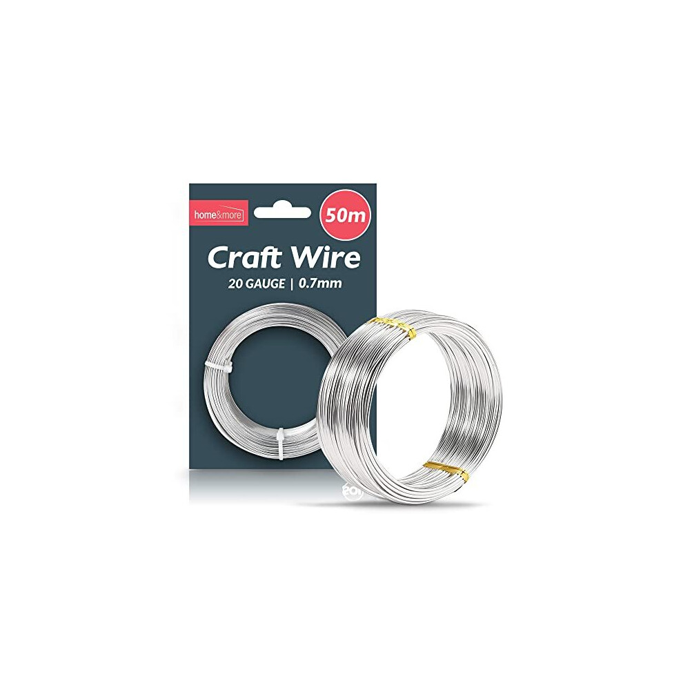 50m Silver Craft Wire for Crafting 0.7mm | 20 Gauge Metal Wire for Craft | Jewellery Wire, Modelling Wire for Clay Sculptures, Armature Wire for