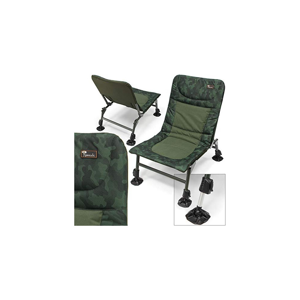 DNA Leisure NGT Camo Nomadic Carp Coarse Fishing Camping Chair Large Adjustable Mud Feet