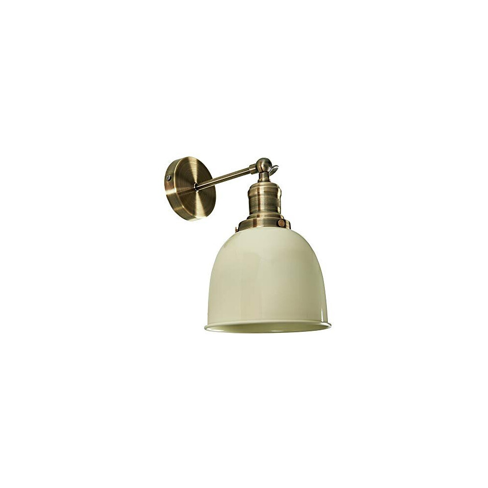 MiniSun Retro Style Antique Brass Adjustable Knuckle Joint Wall Light with a Gloss Cream Dome Shade