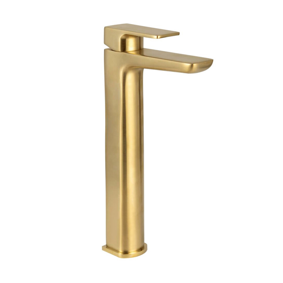 Curve Brushed Brass Tall Basin Mixer Tap 5060966975830