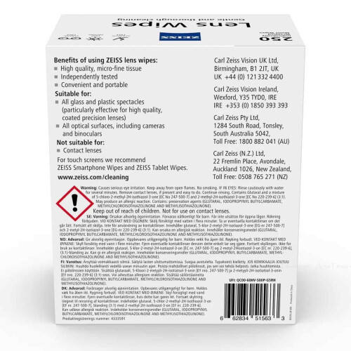 ZEISS Zeiss Lens Wipes Pack 250 2