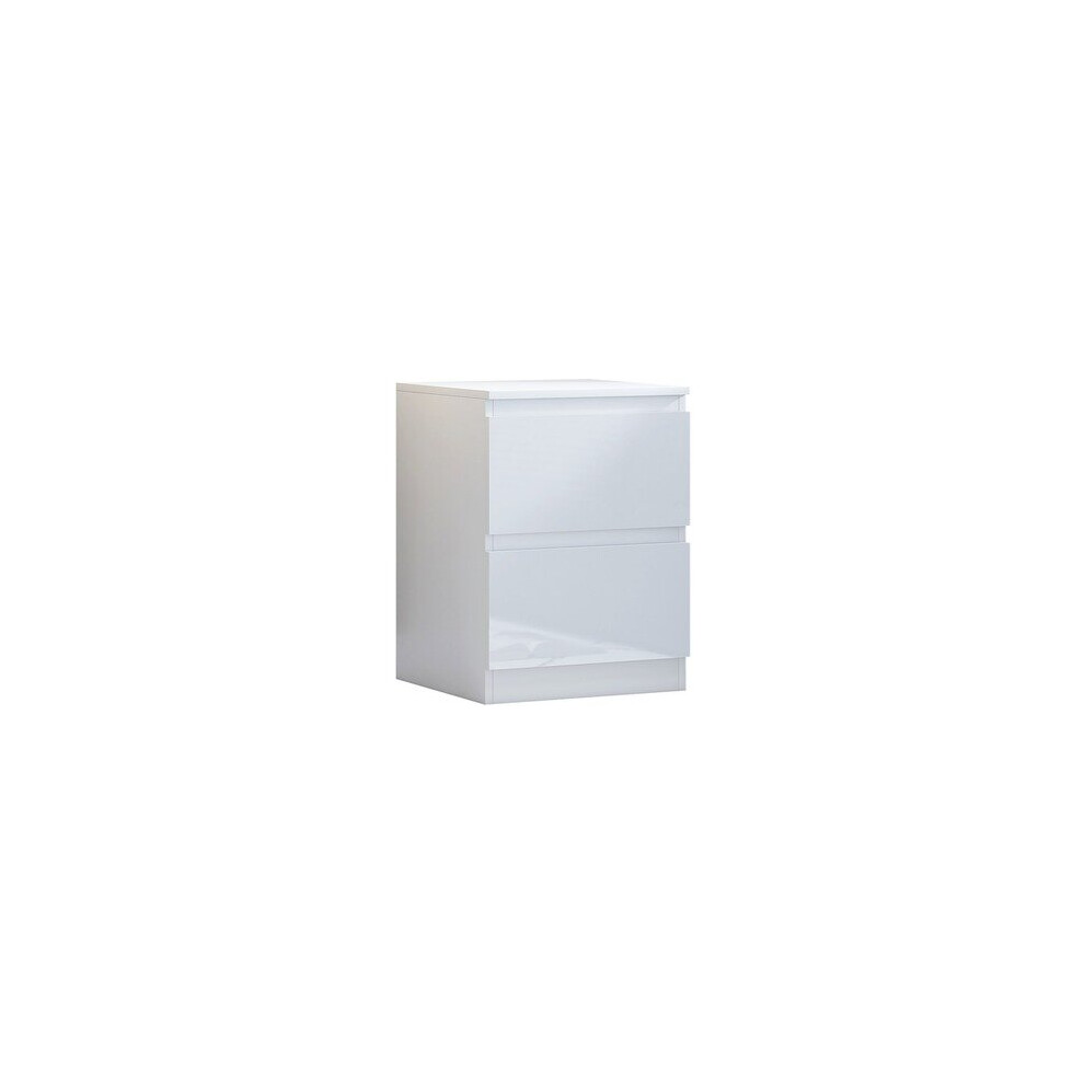 (Gloss White) Carlton 2 Drawer Bedside Table Gloss Finish