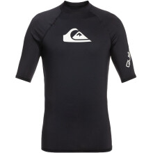 (14 Yrs, Black) Quiksilver Boys All Time Short Sleeve UPF 50 Rash Vest Guard T-Shirt - Black
