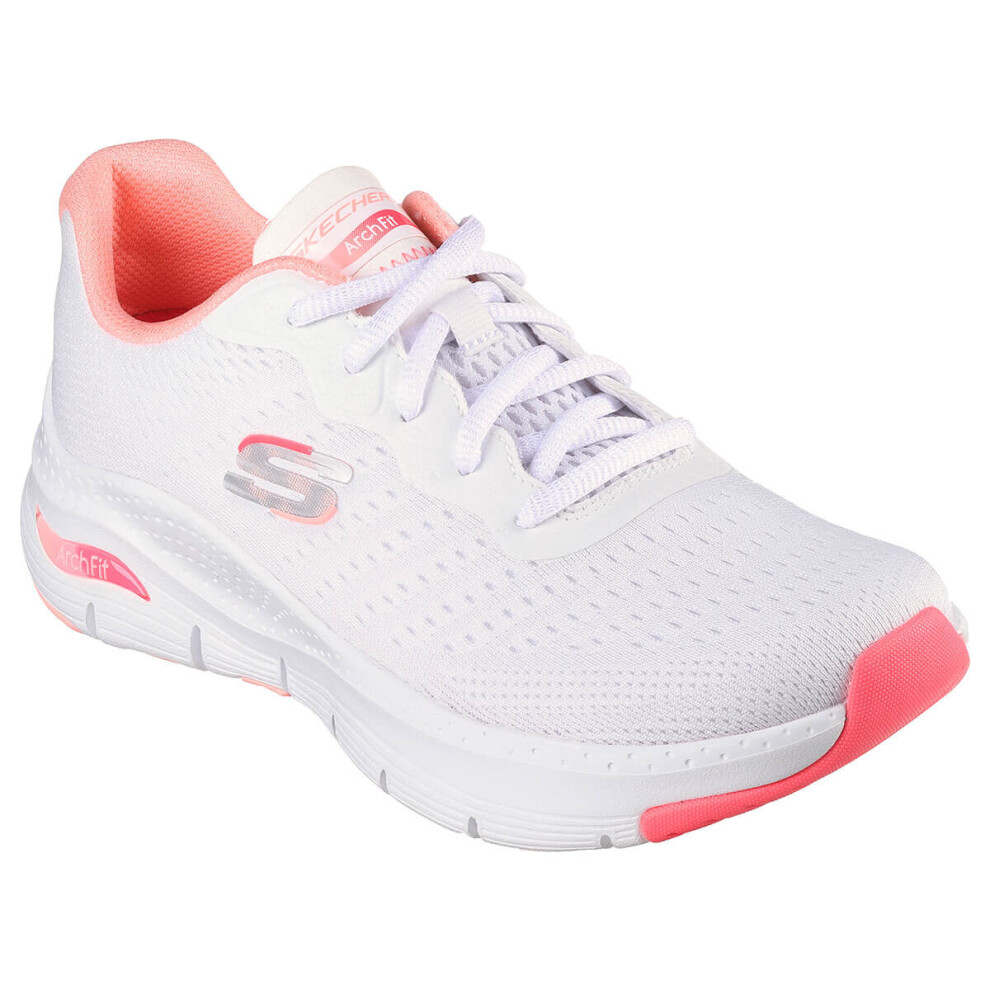 (UK 4.5, White) Skechers Womens 2023 Arch Fit Infinity Cool Vegan Memory Foam Trainers