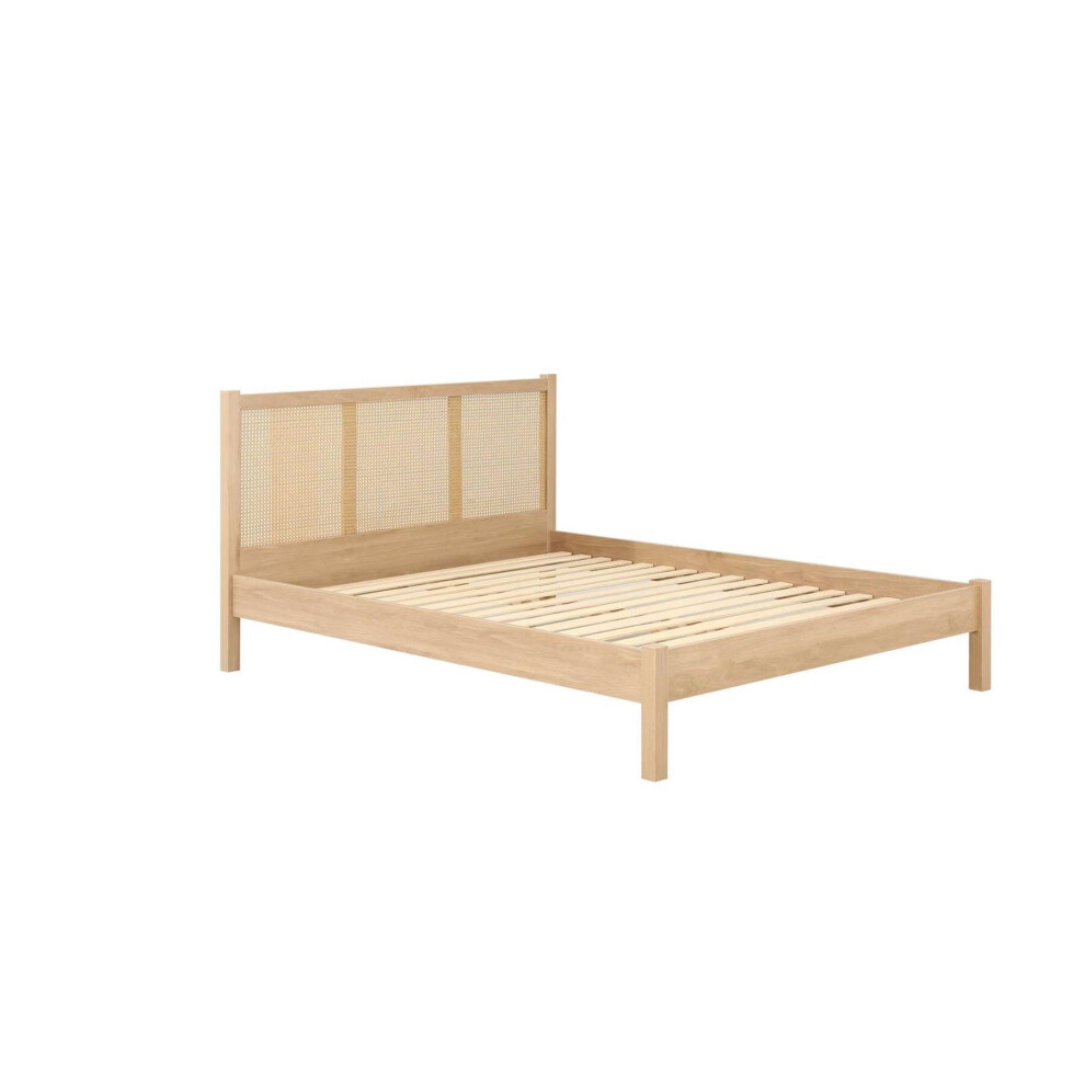 Birlea Double Rattan Bed Frame Oak Croxley 4Ft6 Double 135Cm Brown