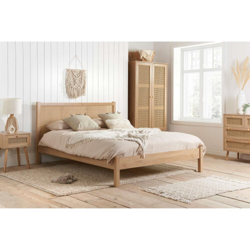 Birlea Double Rattan Bed Frame Brown Oak Birlea Croxley 4FT6 Double 135cm 1