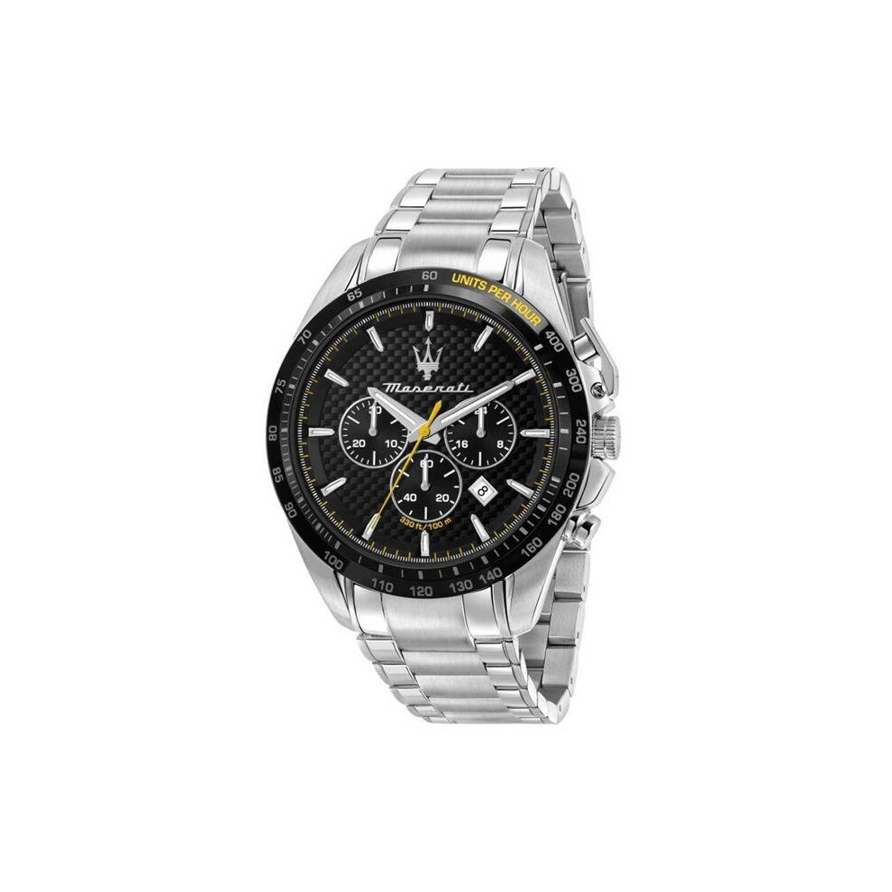 Maserati R8873612042- Traguardo Chronograph Black Dial Stainless Steel Quartz 100M Men Watch, White White,Black