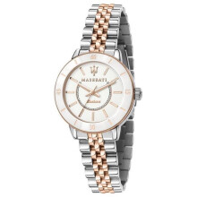 Maserati R8853145504- Successo White Dial Two Tone Stainless Steel Solar Women Watch, Blue