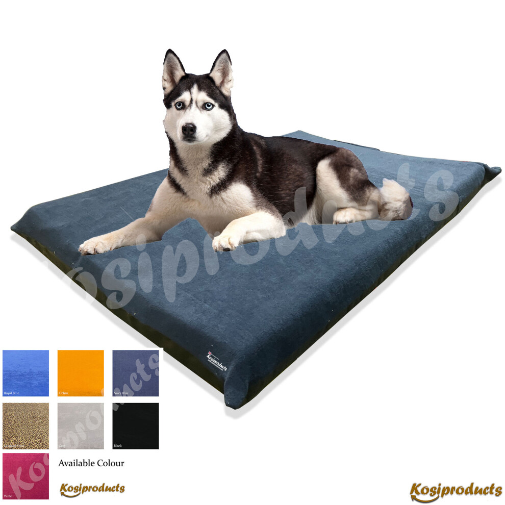 (Large, Navy Blue) Non Slip Waterproof Dog Bed Mattress Removable Washable Fleece Cover-image-OPC-PBFQ5RD-NEW