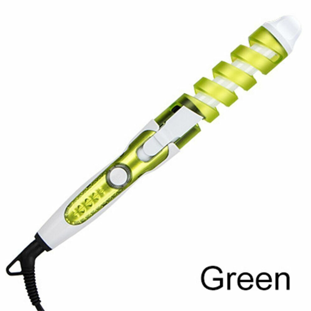 (Green) Hair Curlers Professional Conical Ceramic Curling Wand Salon Tong Styler