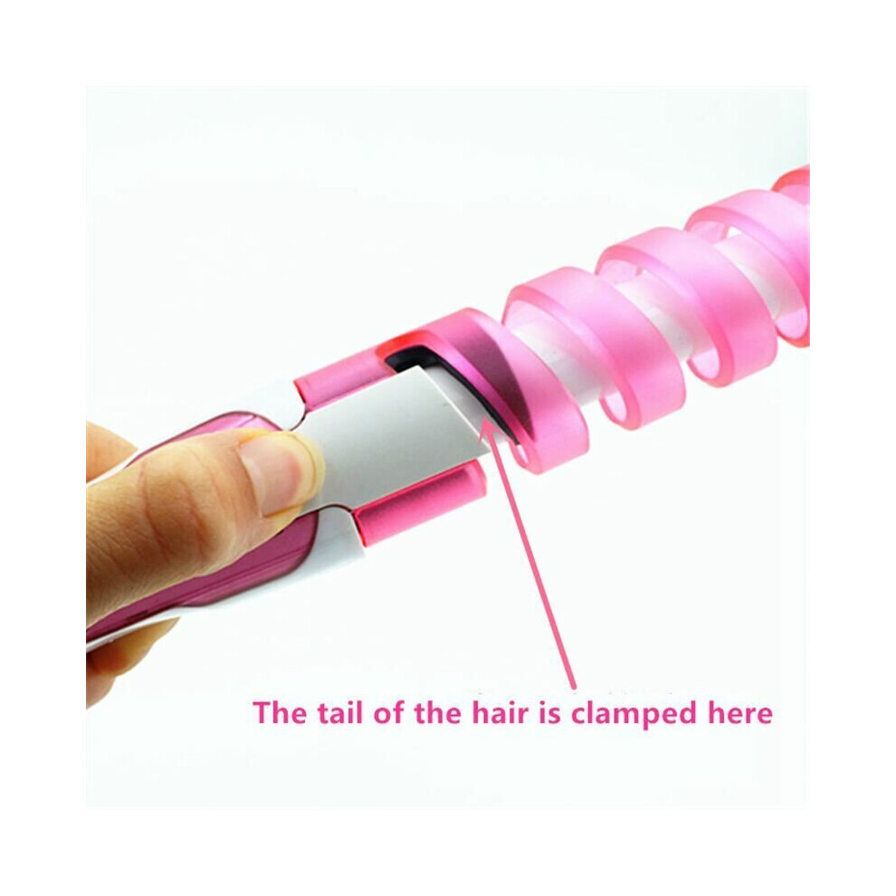(Pink) Hair Curlers Professional Conical Ceramic Curling Wand Salon Tong Styler