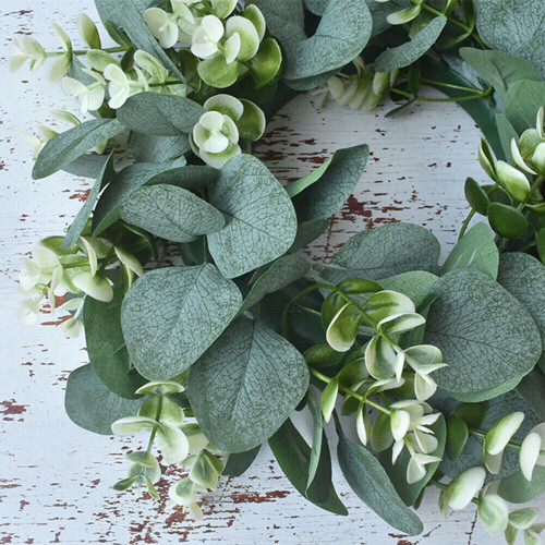 Artificial Topiary Wreath Eucalyptus Leaf Door Hanging Garland Wedding Decor 13" 2