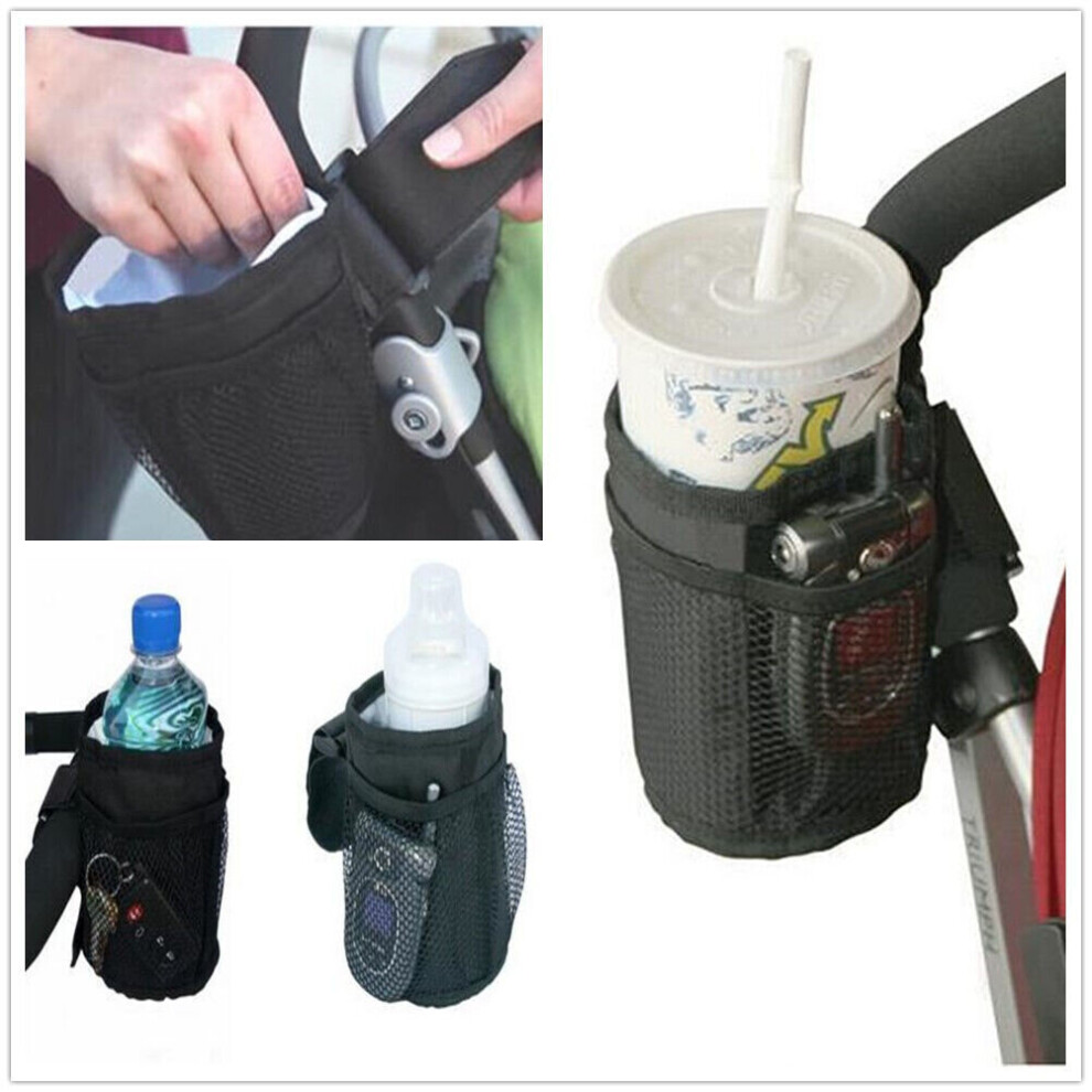 Universal Milk Bottle Cup Holder For Stroller Pram Pushchair Bicycle Buggy Black Skesrjtop