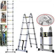 (1.9M+1.9M) A Frame Telescopic Ladder Aluminium Extension Foldable Multi-Purpose Ladder 330lbs Capacity