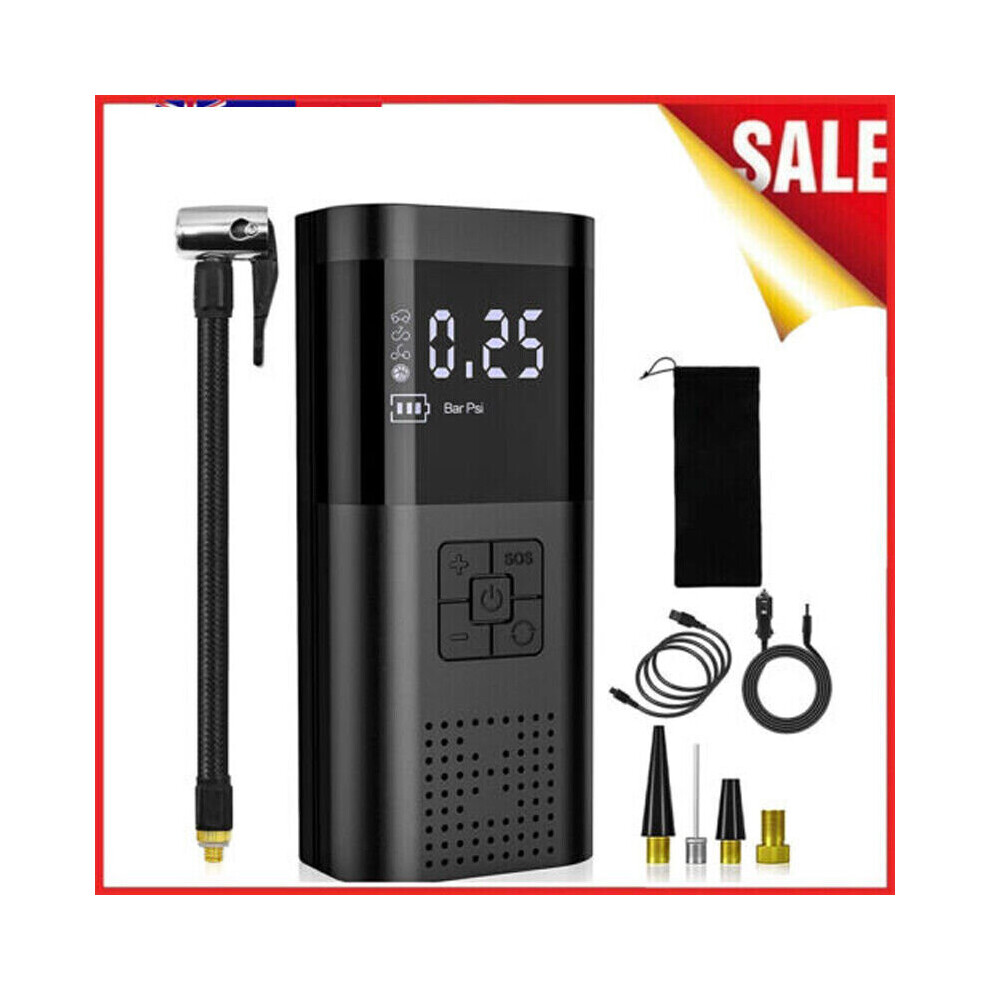 Electric Air Compressor Inflator Tire Pump Bicycle Bike Rechargeable