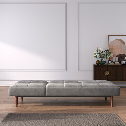 Living And Home (Grey) Faux Suede 3 Seater Upholstered Sofa Bed 1
