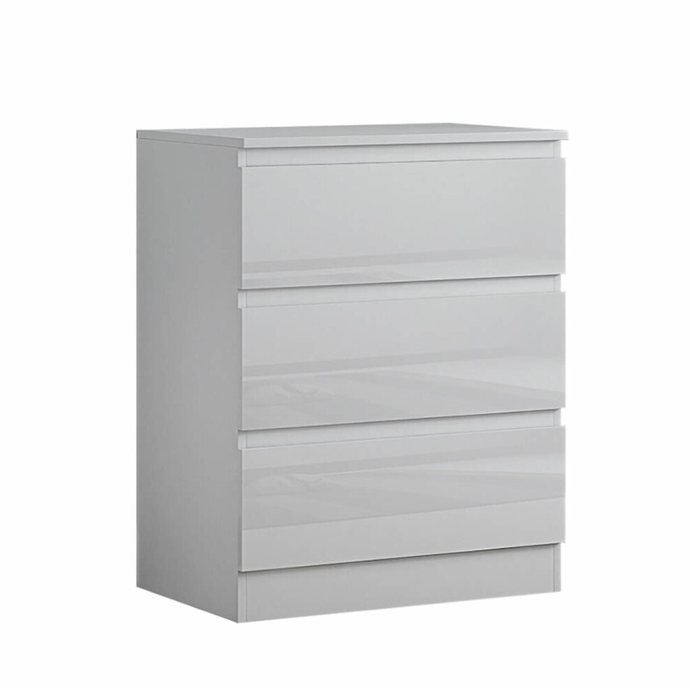 (Gloss White) Carlton 3 Drawer Chest Gloss Finish