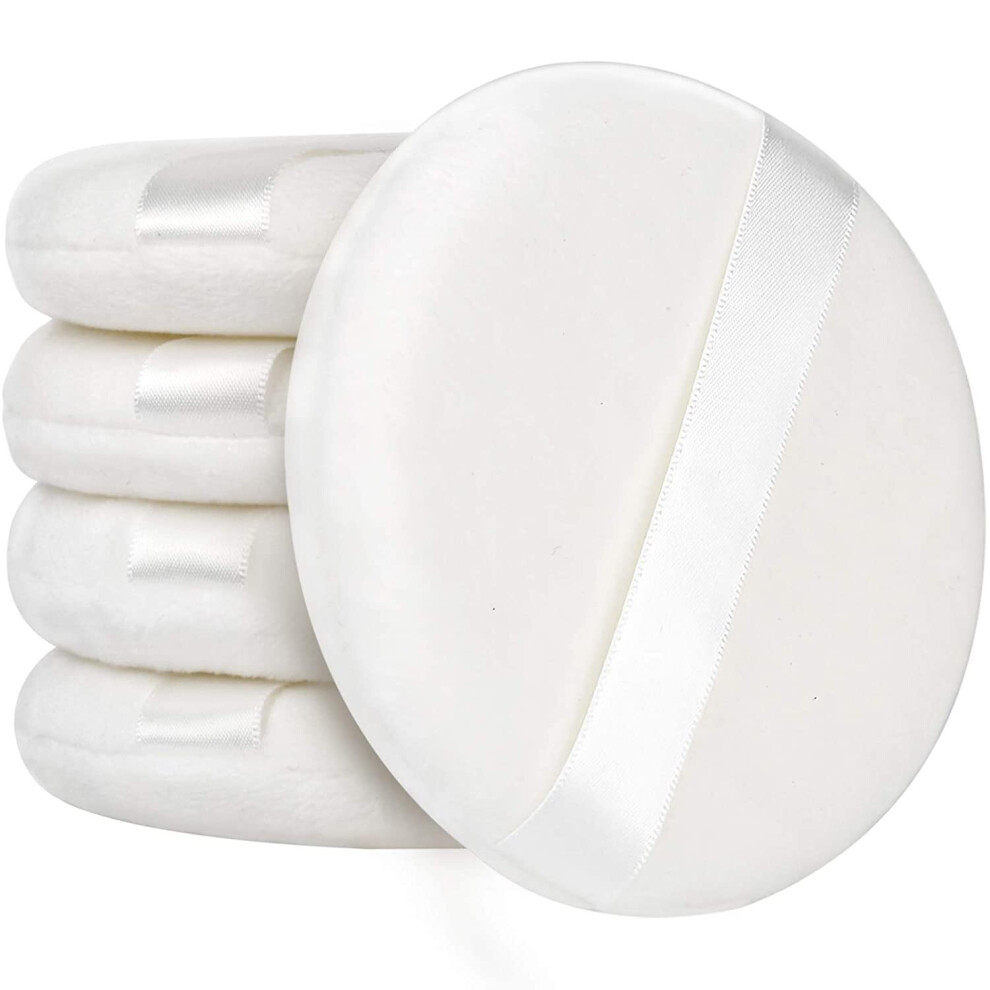 Powder Puff, 5pcs 4 Inch Large Loose Powder Puff for Body Powder, Ultra Soft Washable Velour Fluffy Body Powder Puffs