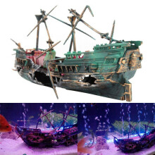 Aquarium Ornaments Wreck Boat Sunk Ship Air Split Shipwreck Fish Tank Cave