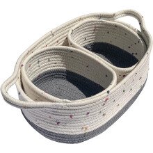 Picnic Baskets Set of 3 Small Cute Woven Basket Baby Gift Baskets Cotton Rope Nursery Storage Organizer Kids Toys