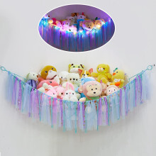 Stuffed Animal Net or Hammock Hanging Plush Toy Hammock with LED lights Colorful Tassels Hammock for Stuffed Animals