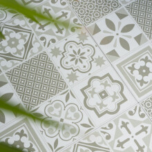 ORIENTAL TILES GREEN peel and stick vinyl floor tiles (30.48cm x 30.48cm) pack qty 11 tiles (1sqm)