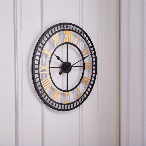Living And Home 80CM Large Metal Roman Numeral Wall Clock 2