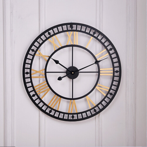 Living And Home 80CM Large Metal Roman Numeral Wall Clock 1