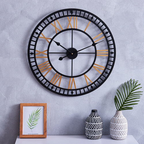 Living And Home 80CM Large Metal Roman Numeral Wall Clock