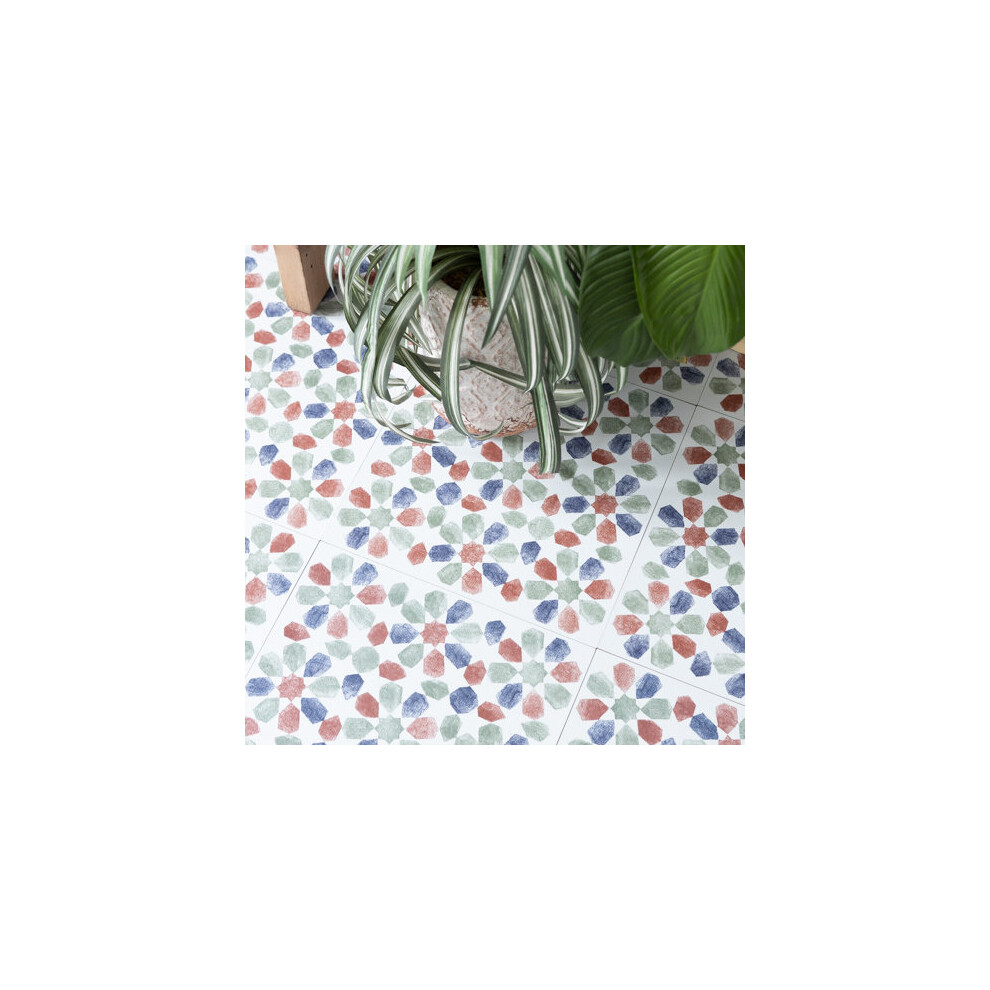 Spanish Leaves Peel And Stick Vinyl Floor Tiles (30.48Cm X 30.48Cm) Pack Qty 11 Tiles (1Sqm) 5056525351573
