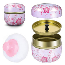 Powder Case with Puff Kit - Tin Container & Soft-Handle Puff for Body/Face, Baby Powder, Talc & Loose Powder (Code 5290690000000)