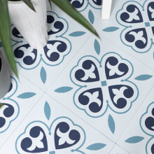 ORIENTAL FLOWER peel and stick vinyl floor tiles (30.48cm x 30.48cm) pack qty 11 tiles (1sqm)