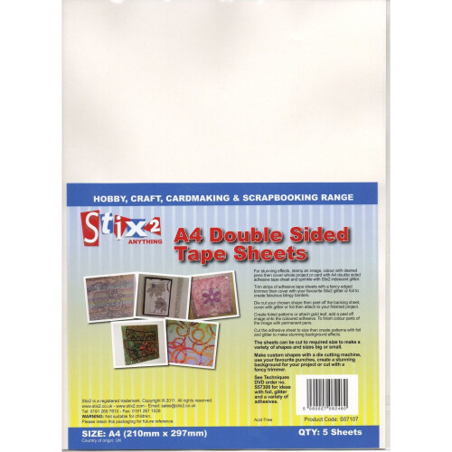Stix2 Permanent A4 Double Sided Tape 5 Sheets Acid Free Adhesive 1