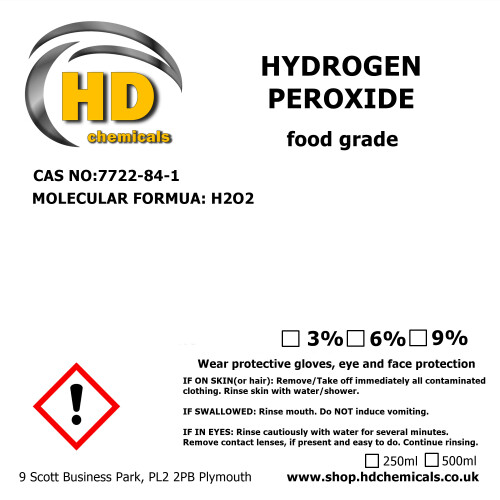 (9%, 500ml) Hydrogen Peroxide 3% 6% 9% 12%  Food Grade 1