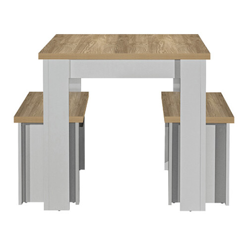 Birlea Harper Grey Dining Table & bench set 2