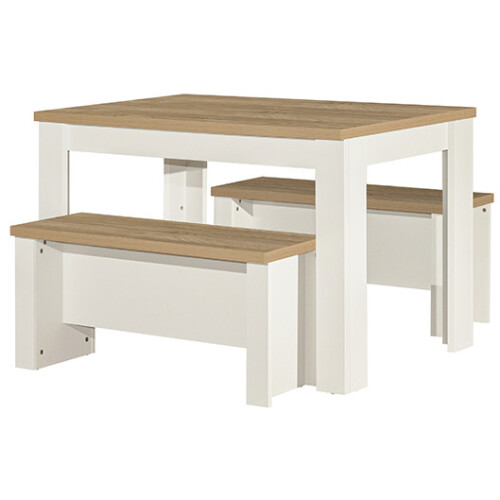 Birlea Harper Cream Dining Table & bench set