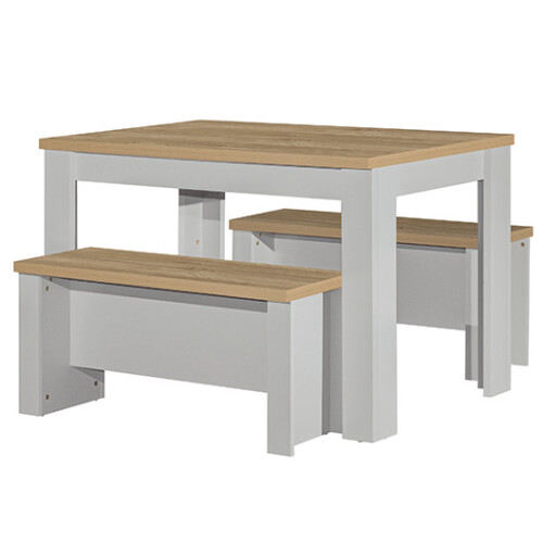 Birlea Harper Grey Dining Table & bench set