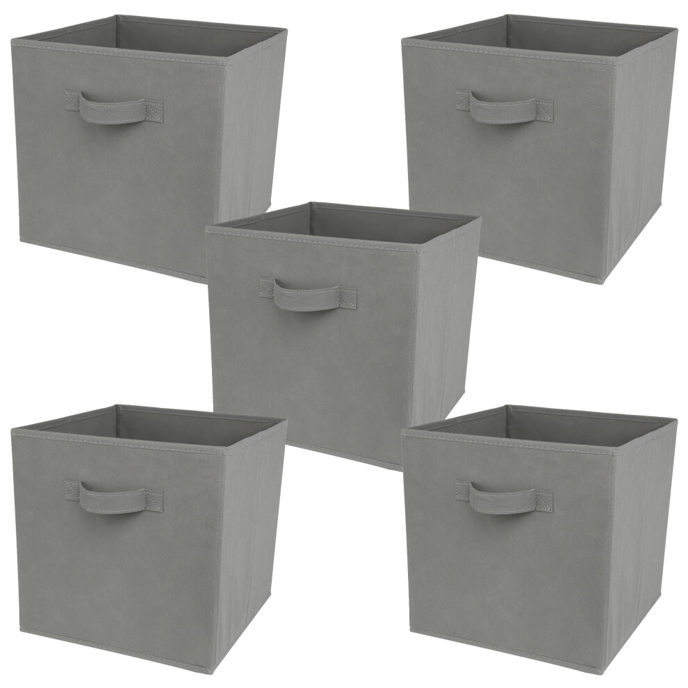 (Grey, 5pcs) Charles Jacobs Fabric Storage Boxes for Cube Units