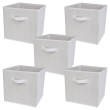 (White, 5pcs) Charles Jacobs Fabric Storage Boxes for Cube Units