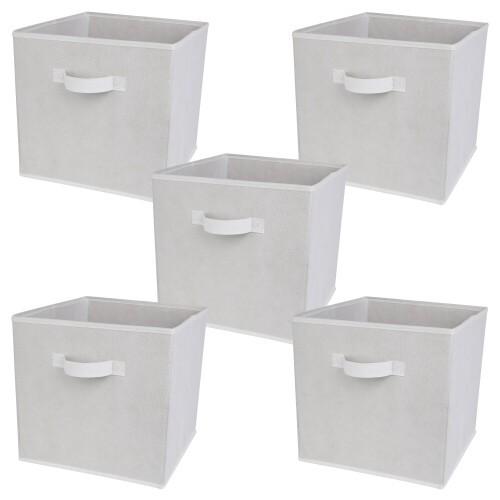 Charles Jacobs (White, 5pcs) Charles Jacobs Fabric Storage Boxes for Cube Units