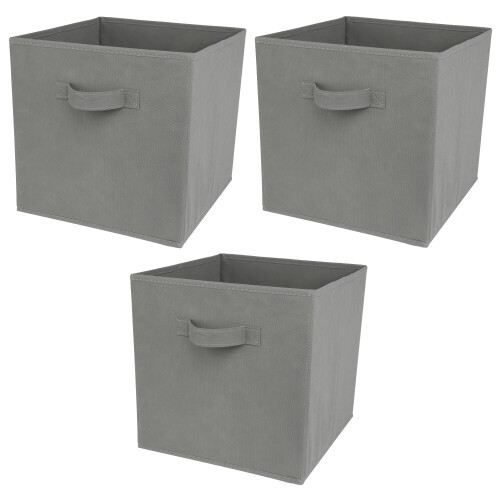 Charles Jacobs (Grey, 3pcs) Charles Jacobs Fabric Storage Boxes for Cube Units