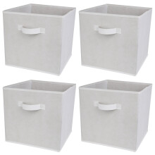 (White, 4pcs) Charles Jacobs Fabric Storage Boxes for Cube Units
