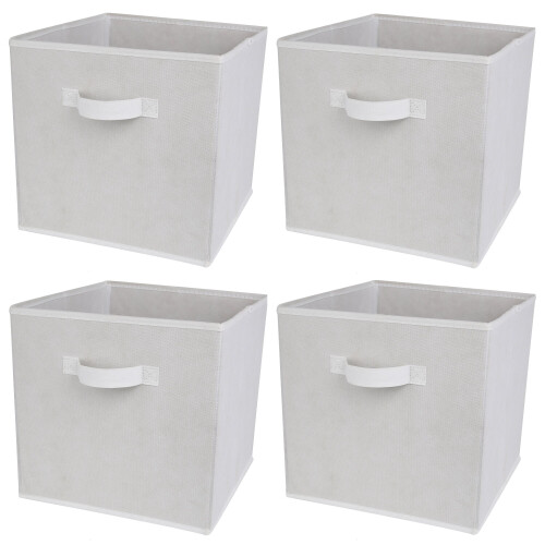 Charles Jacobs (White, 4pcs) Charles Jacobs Fabric Storage Boxes for Cube Units