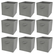 (Grey, 9pcs) Charles Jacobs Fabric Storage Boxes for Cube Units