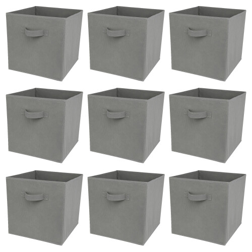Charles Jacobs (Grey, 9pcs) Charles Jacobs Fabric Storage Boxes for Cube Units